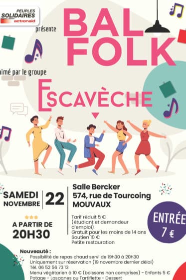 Bal folk, samedi 22/11 – 20H30, salle Bercker