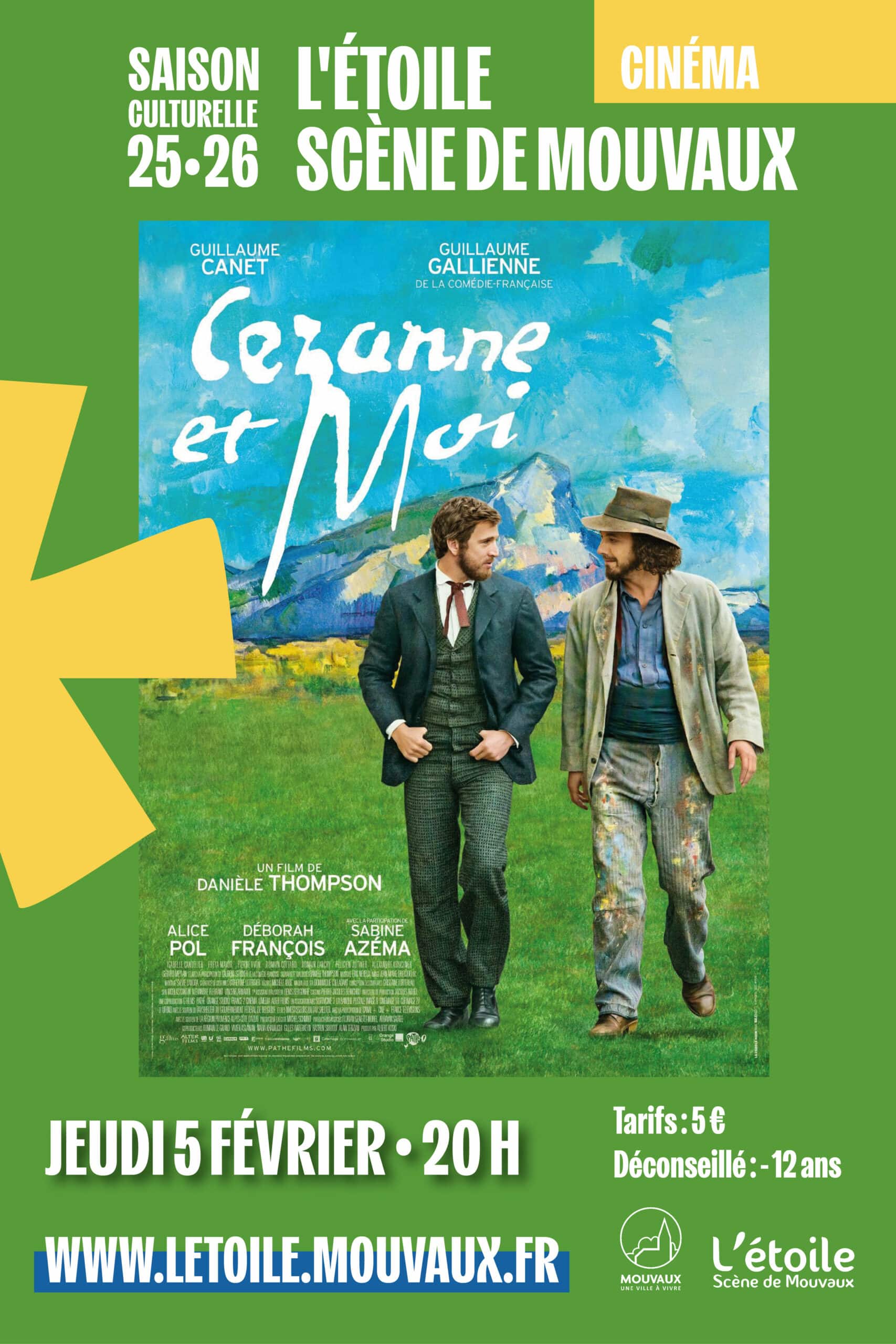 Cézanne et moi, cinéma à L'étoile - Scène de Mouvaux, jeudi 5 février 2026 à 20H