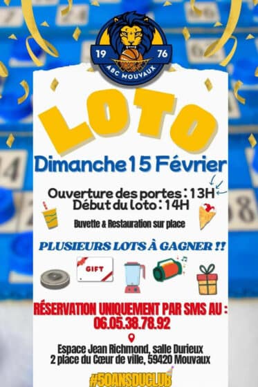Loto de l&rsquo;ABCM, dimanche 15/02 – 14H