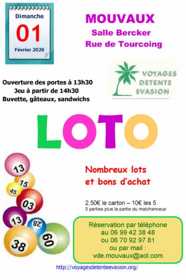 Loto de VDE, dimanche 1/02 – 14H30