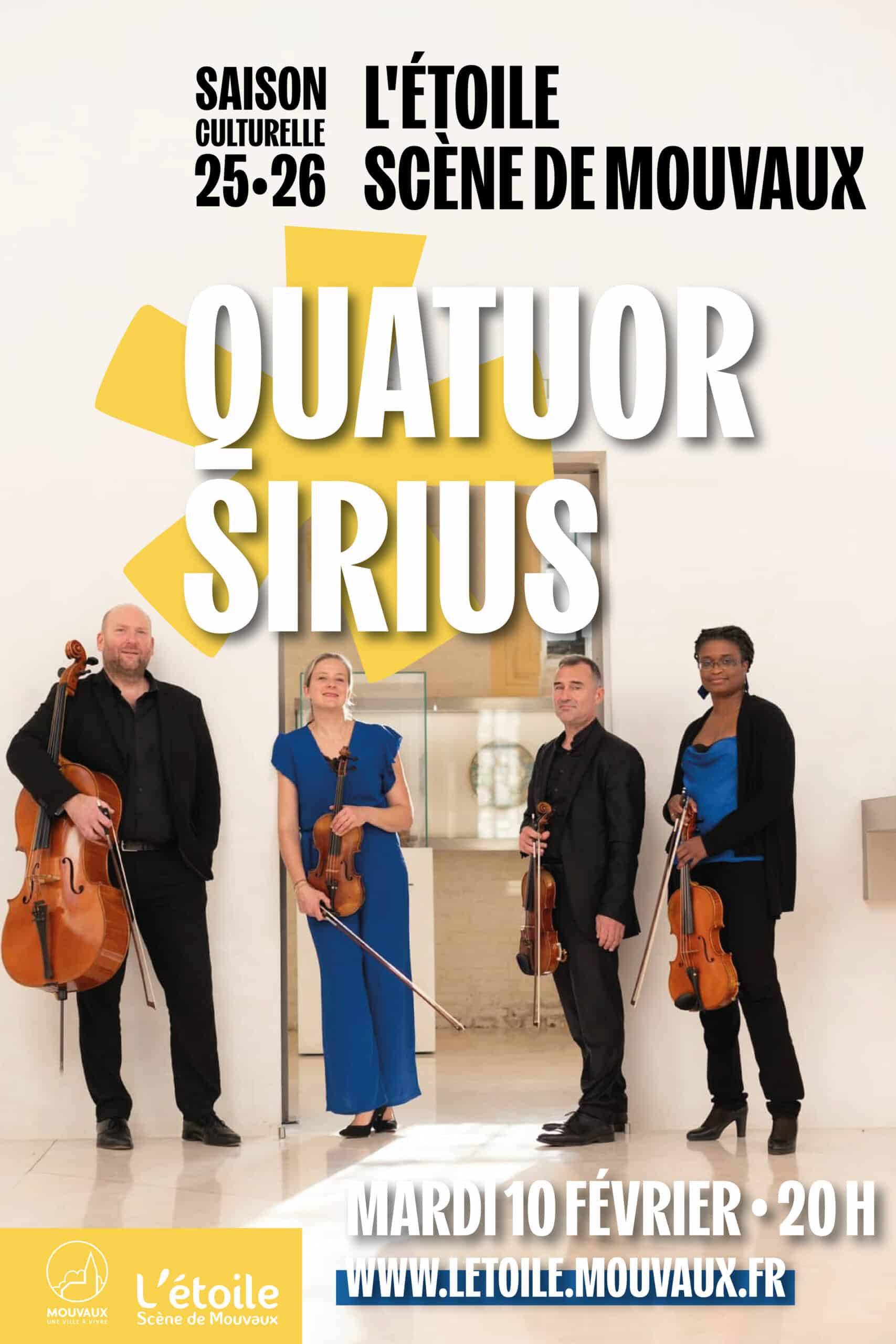 Quatuor Sirius en concert à L'étoile - Scène de Mouvaux le mardi 10 février 2026 à 20h