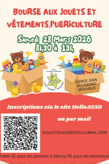 Bourse aux jouets, samedi 28/03 de 8H30 à 13H