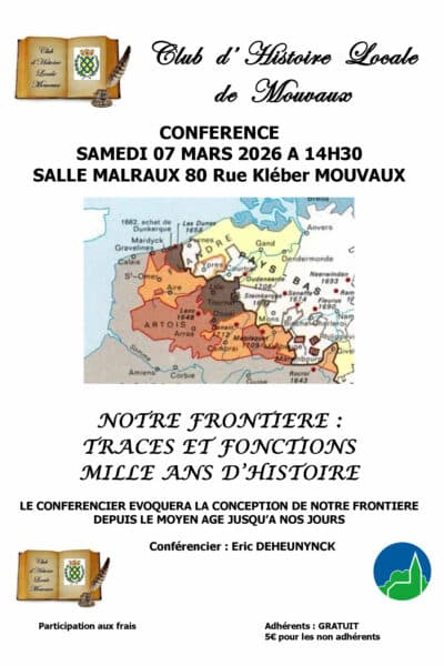 Conférence sur notre frontière par le club d'histoire locale, samedi 7/03 - 14H30, salle Malraux, rue Kléber à Mouvaux