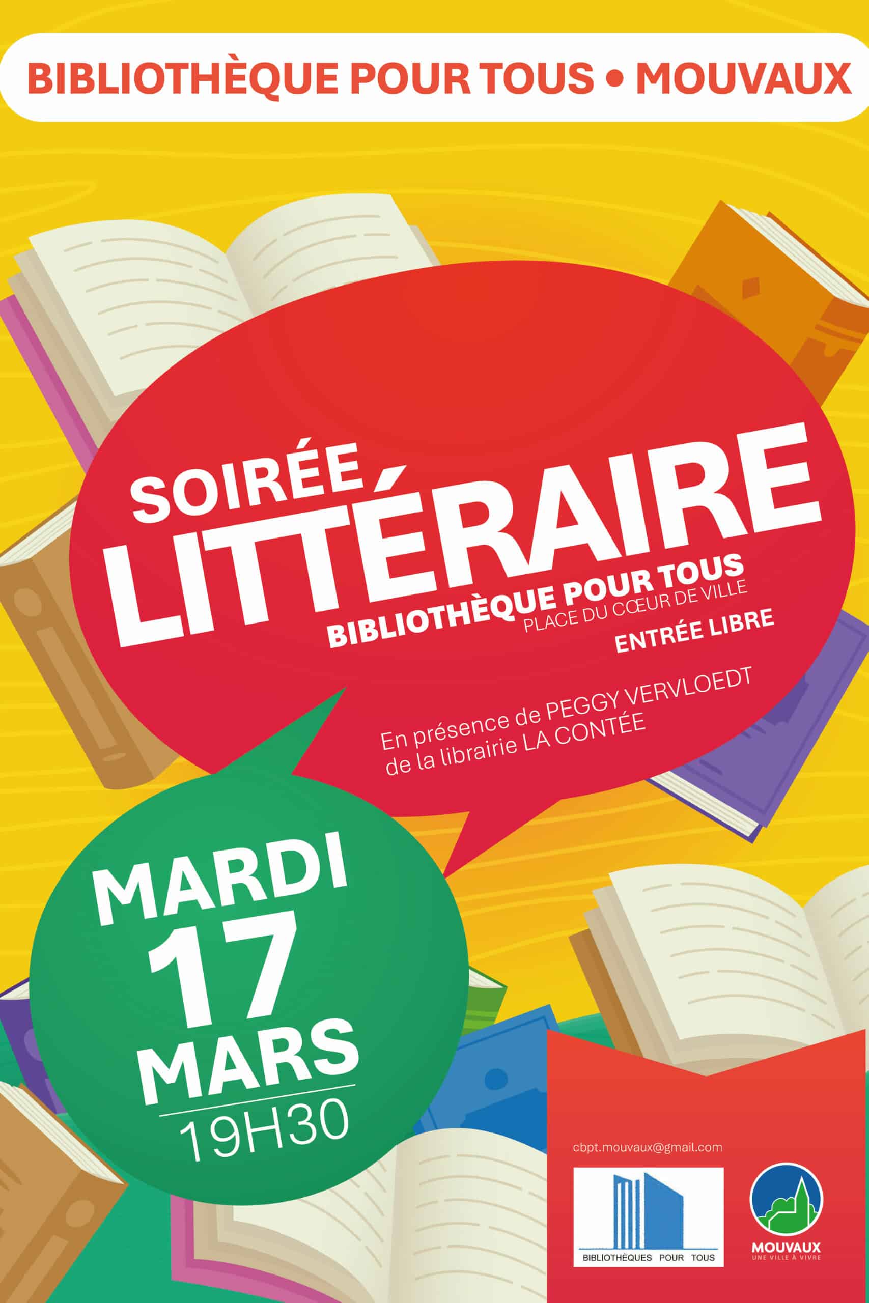 Soirée littéraire, mardi 17 mars 2026 à 19h30, bibliothèque pour tous, place du Cœur de Ville de Mouvaux