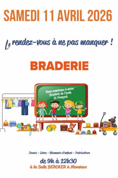 Braderie de l'école saint-François, samedi 11 avril 2026 de 9h à 12h30