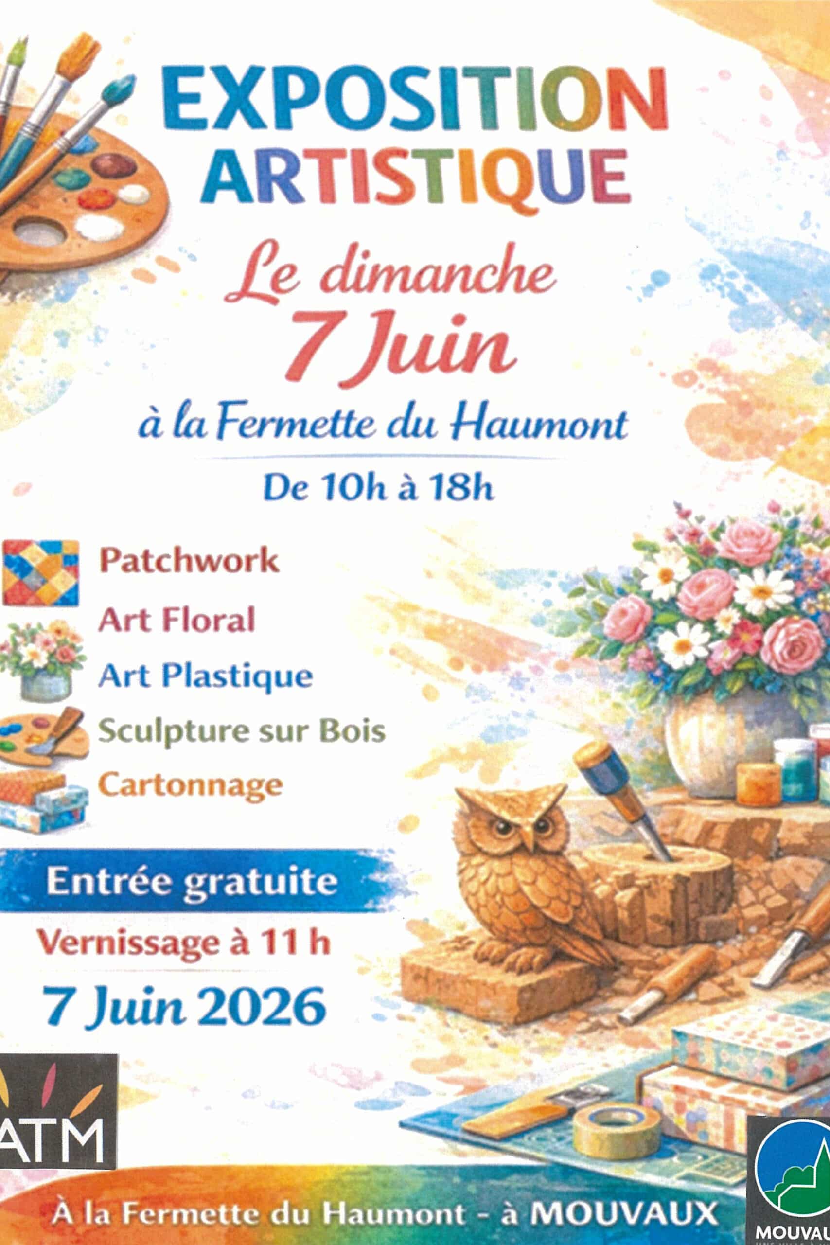 Exposition artistique, dimanche 7 juin 2026 de 10h à 18h à la fermette du Hautmont - Mouvaux