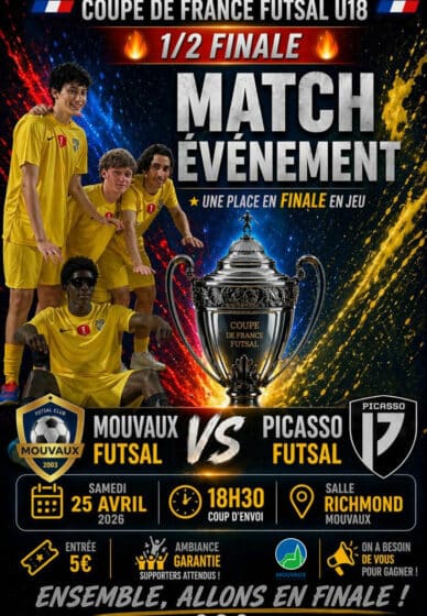 1/2 Finale de coupe de France de Futsal, samedi 25/04 – 18H30