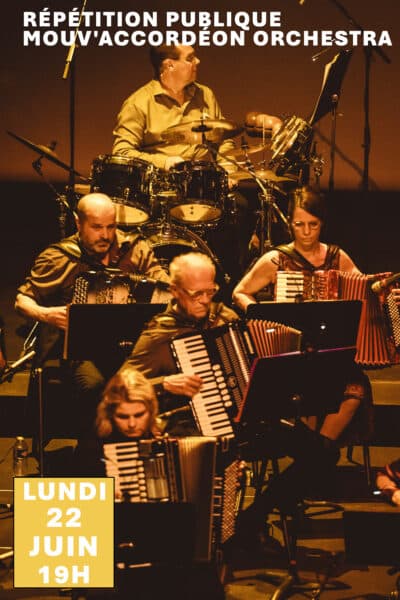 Répétition publique du Mouv'Accordeon Orchestra, lundi 22 juin 2026 de 19h à 20h30, salle Bercker à Mouvaux