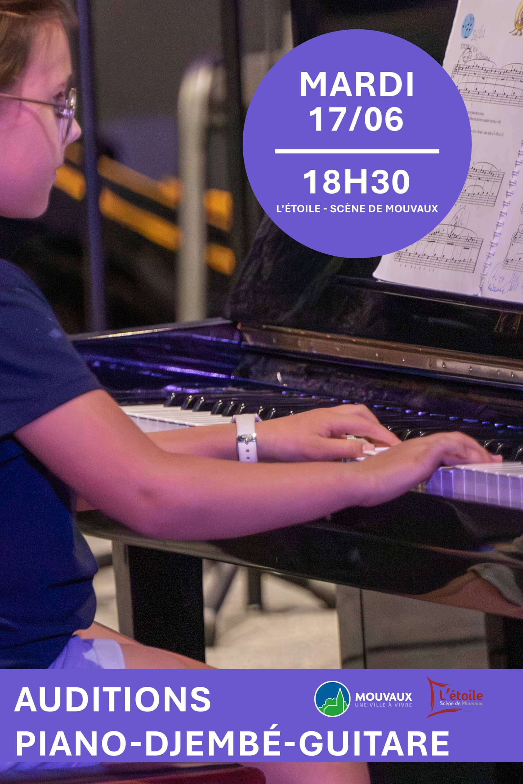 Audition Djembé, Piano, Guitare, mercredi 17 juin 2026 à L'étoile - Scène de Mouvaux