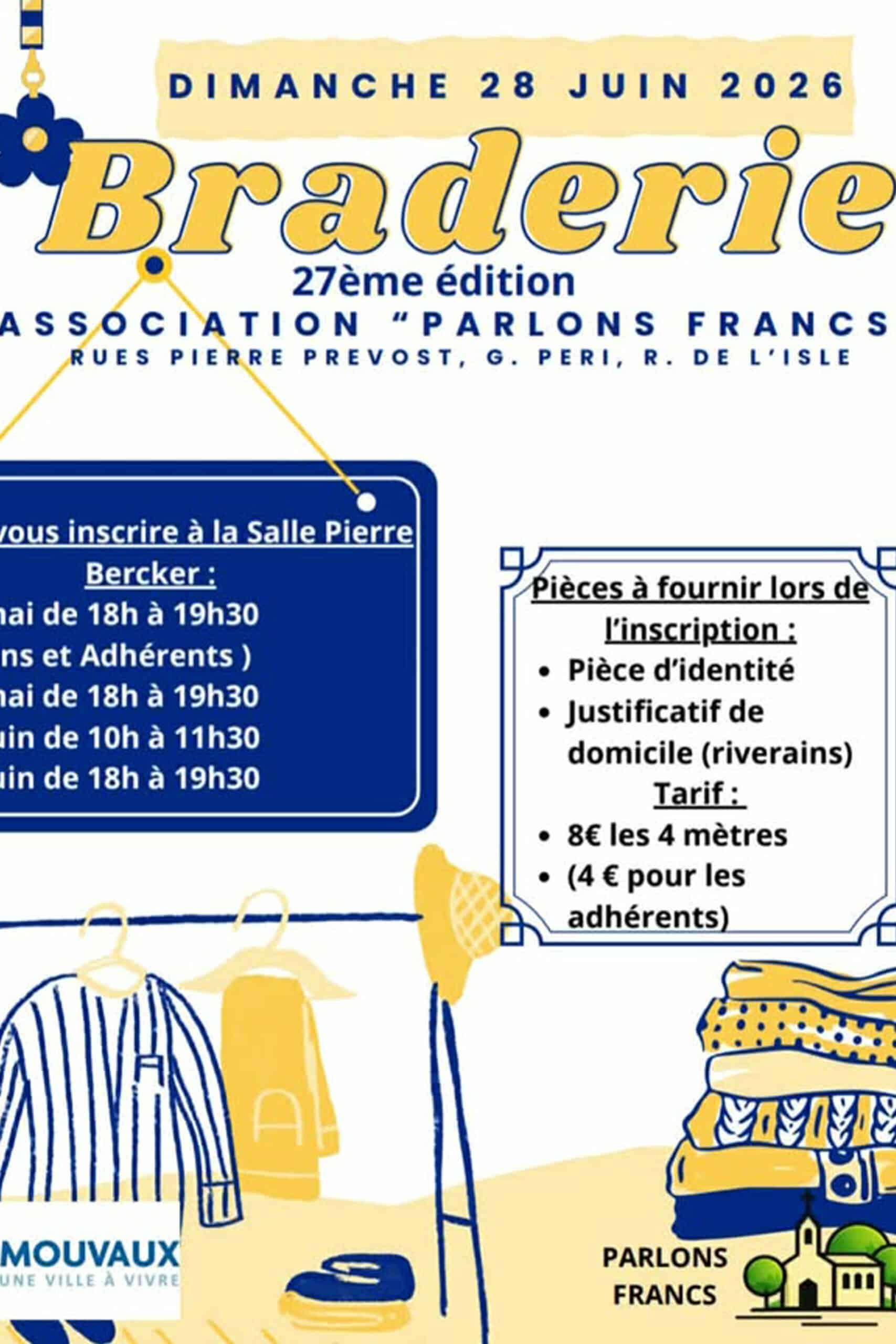Braderie des Francs, dimanche 28 juin 2026 de 8h à 13h dans les rues Pierre Prévost, Gabriel Péri et Rouget de Lisle