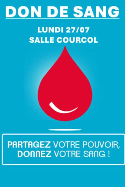 Don de sang, lundi 27 juillet 2026 salle Courcol à Mouvaux